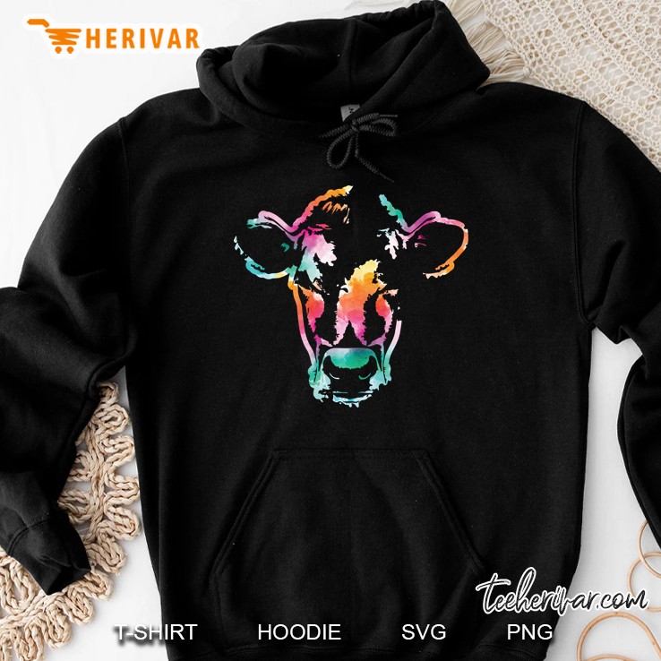 Cow Art Head Gift Watercolor Pullover Hoodie
