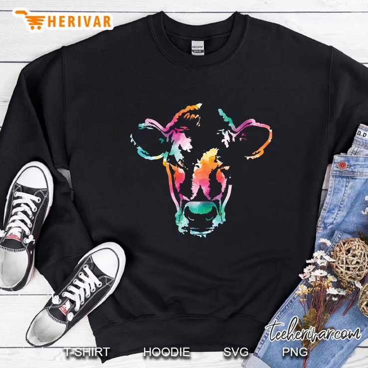 Cow Art Head Gift Watercolor Pullover Sweatshirt