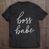 Womens Boss Babe Monoline Wht V-Neck Tee