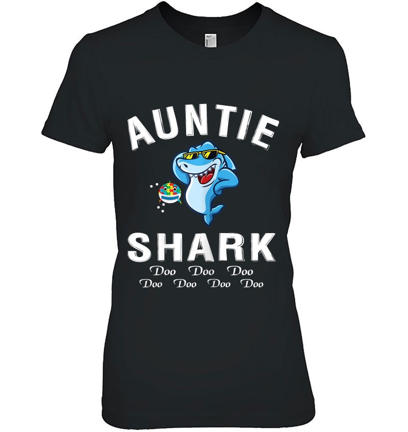 Womens Funny Auntie Shark Autism Shirt Doo Doo Cute Gift Hoodie