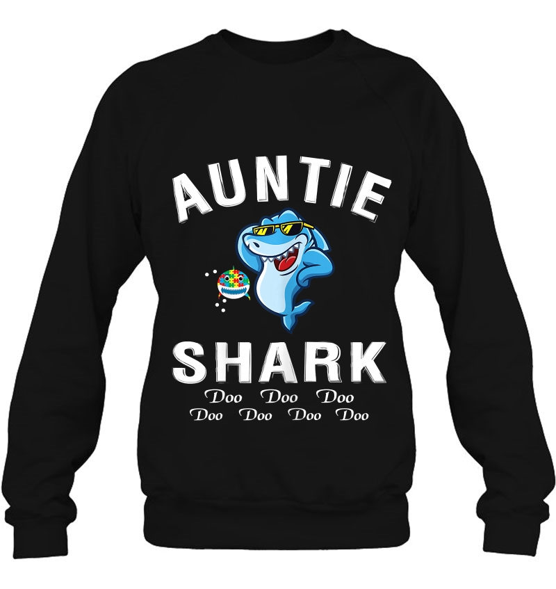 Womens Funny Auntie Shark Autism Shirt Doo Doo Cute Gift Mugs