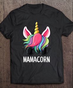 Womens Funny Mother Unicorn Face With Sunglasses Mom Gift Mamacorn Tank Top Tee