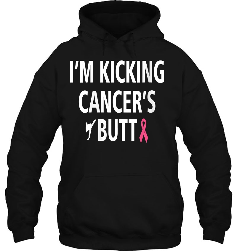 Womens I'm Kicking Cancers Butt Pink Ribbon Awareness Gift V-Neck Mugs