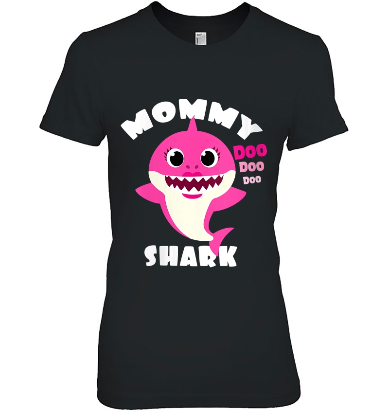 Womens Mommy Shark Gift Cute Baby Shark Design Family Set For Women V-Neck Hoodie