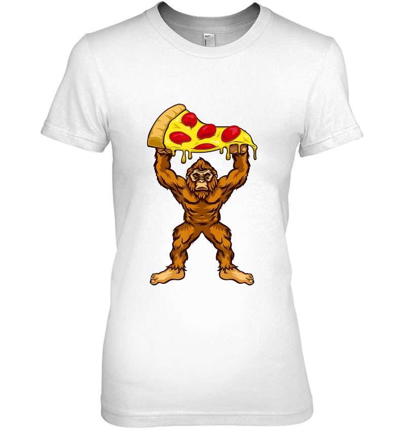 Sasquatch Pizza Sasquatch Carrying Pizza Bigfoot Pizza T-Shirt