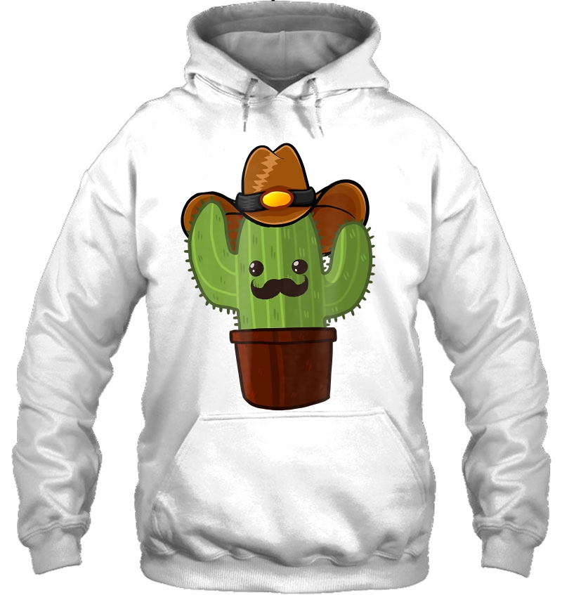 Funny Cowboy Cactus Mustache Succulent Spiny Cute Hoodie