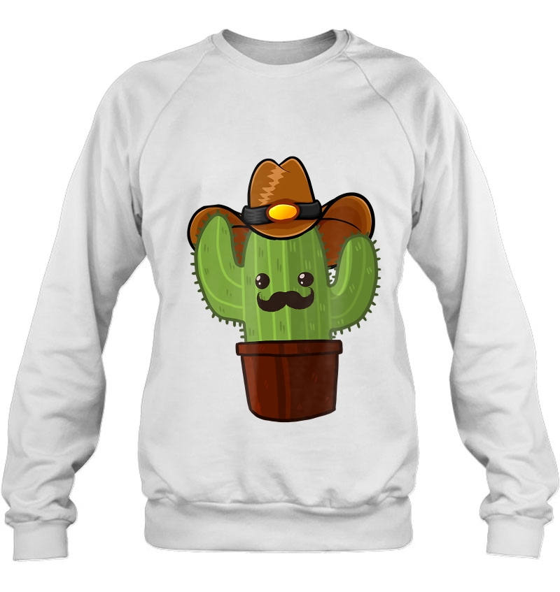 Funny Cowboy Cactus Mustache Succulent Spiny Cute Sweatshirt