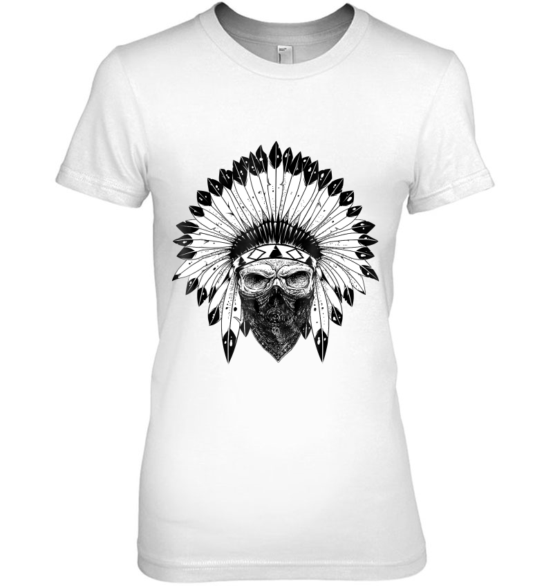 Indian Skull Rag Tshirt, Native American Tattoo, Zany Brainy Hoodie