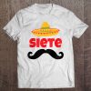 Kids Siete Seventh Birthday With Sombrero Mustache Tee