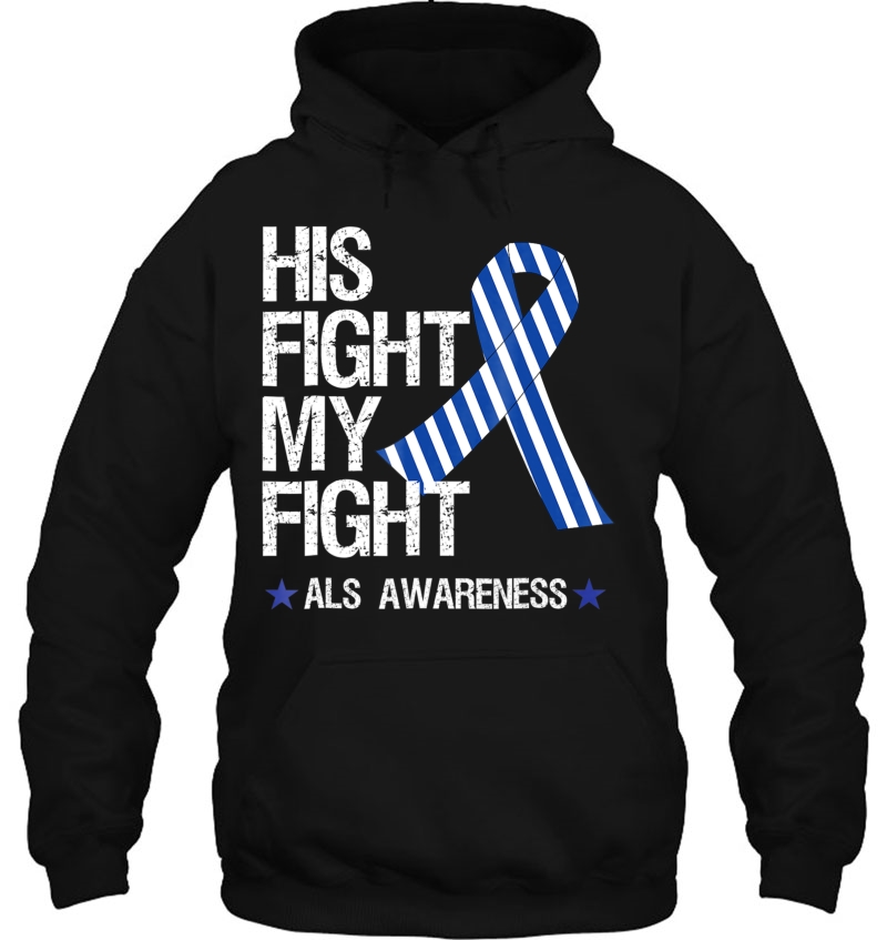 Als Awareness Blue Ribbon His Fight Month Gifts Tee Mugs