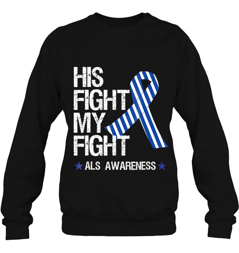 Als Awareness Blue Ribbon His Fight Month Gifts Tee Mugs