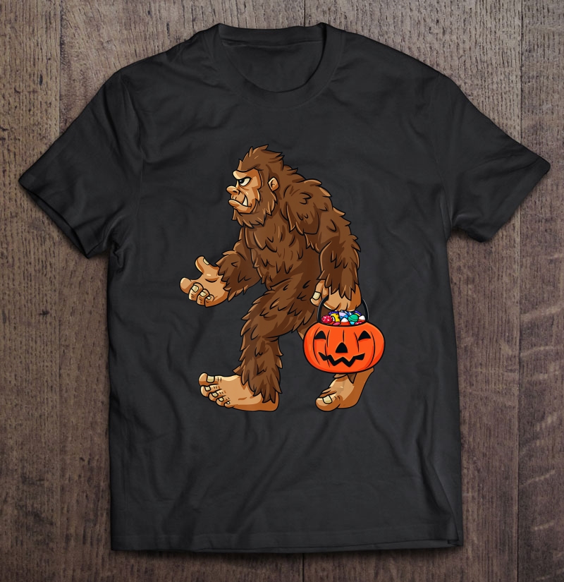 Bigfoot Jack O Lantern Funny Halloween Boys Kids Sasquatch Shirt