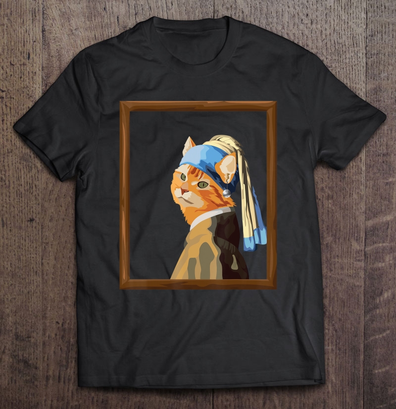 Cat With A Pearl Earring Art Parody Shirt