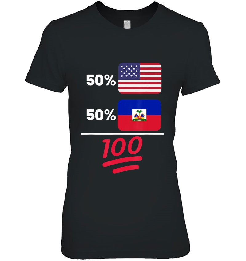 Haitian Plus American Mix Heritage Flag Ladies Tee