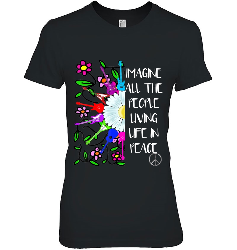 Imagine Peace Groovy Hippie Colorful 70S Folk Rock Music Ladies Tee
