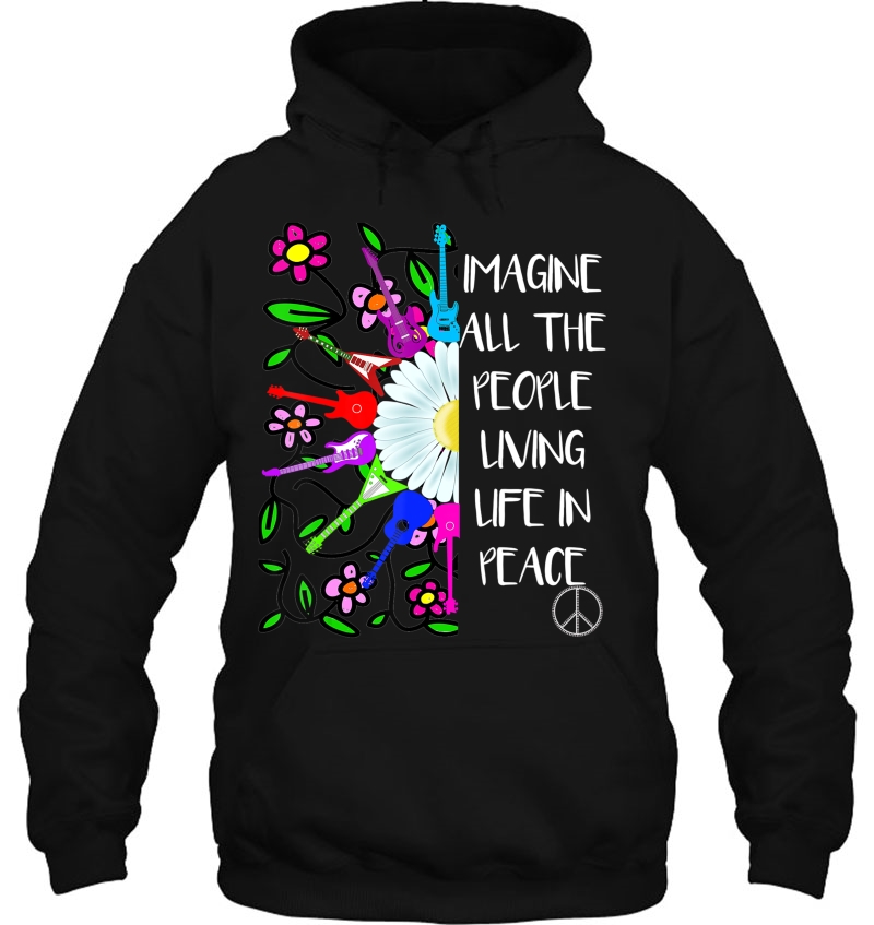 Imagine Peace Groovy Hippie Colorful 70S Folk Rock Music Hoodie
