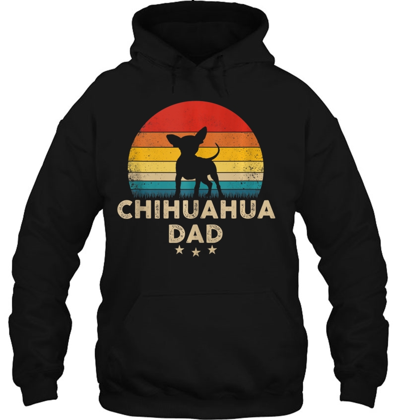 Mens Vintage Chihuahua Dad Silhouette Retro Sunset Tank Top Hoodie