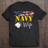 Proud Navy Wife With American Flag Veteran Gift Tee