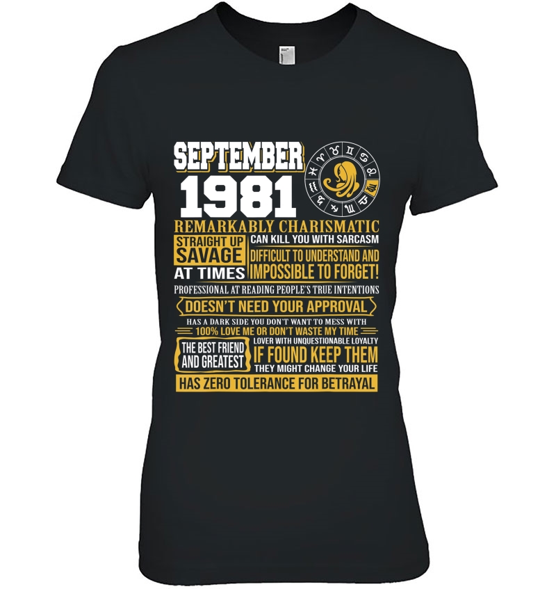 September Birthday Gifts - Born September Virgo 1981 Funny Ladies Tee