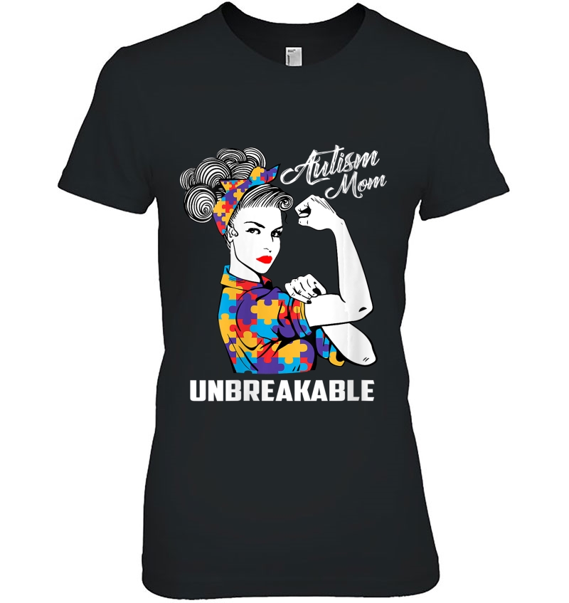 Womens Autism Mom Unbreakable - Autism Awareness Gift V-Neck Hoodie