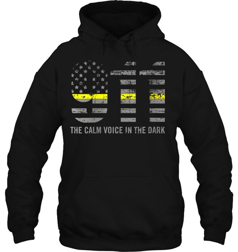 Womens Calm Voice In The Dark Thin Yellow Line 911 Dispatcher V-Neck Mugs