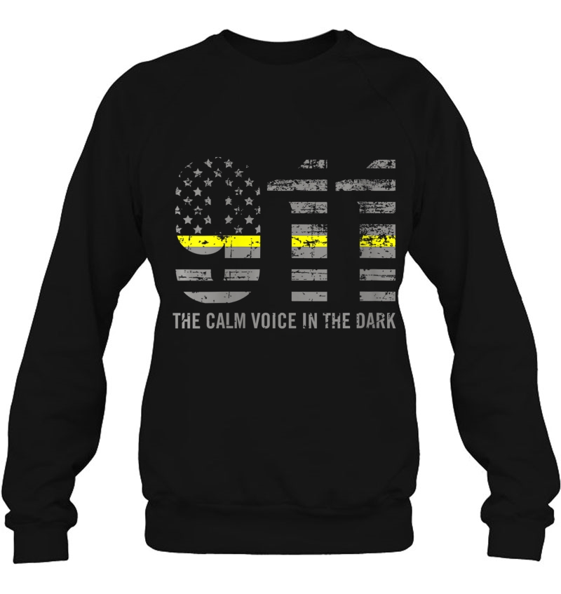 Womens Calm Voice In The Dark Thin Yellow Line 911 Dispatcher V-Neck Mugs