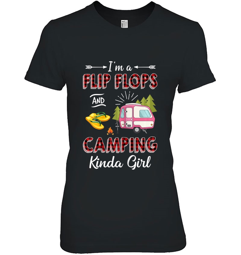 Womens I'm A Flip Flops & Camping Kinda Girl Funny Camping Lover Hoodie