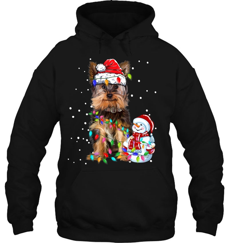 Yorkshire Terrier Christmas Santa Hat Xmas Lights Yorkie Dog Mugs