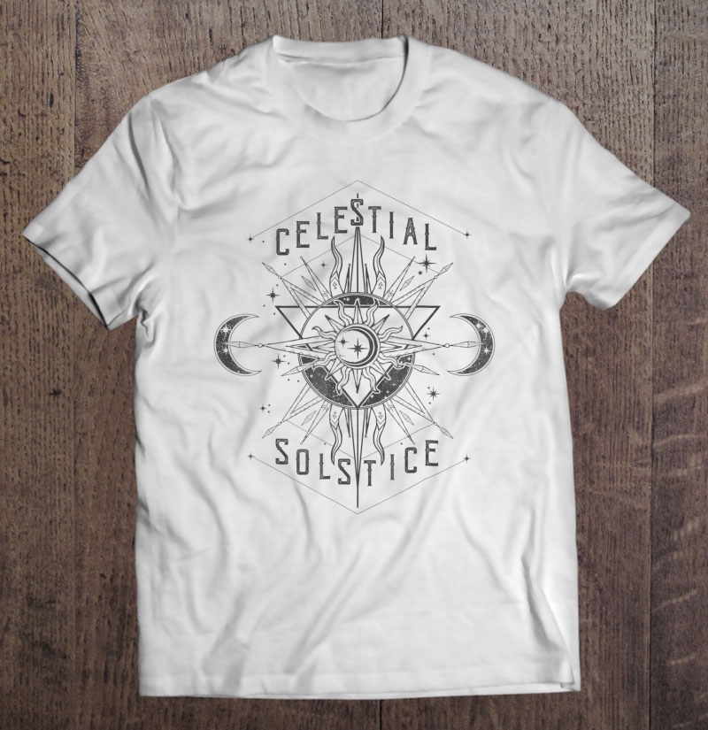 Celestial Solstice Sun & Moons Boho Graphic Shirt