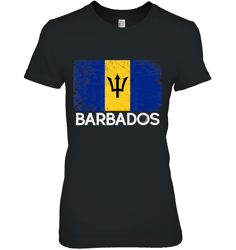 Barbadian Flag Vintage Made In Barbados Ladies Tee