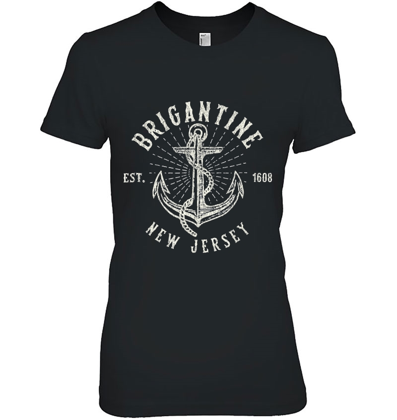Brigantine Nj Vintage Nautical Boat Anchor Ladies Tee