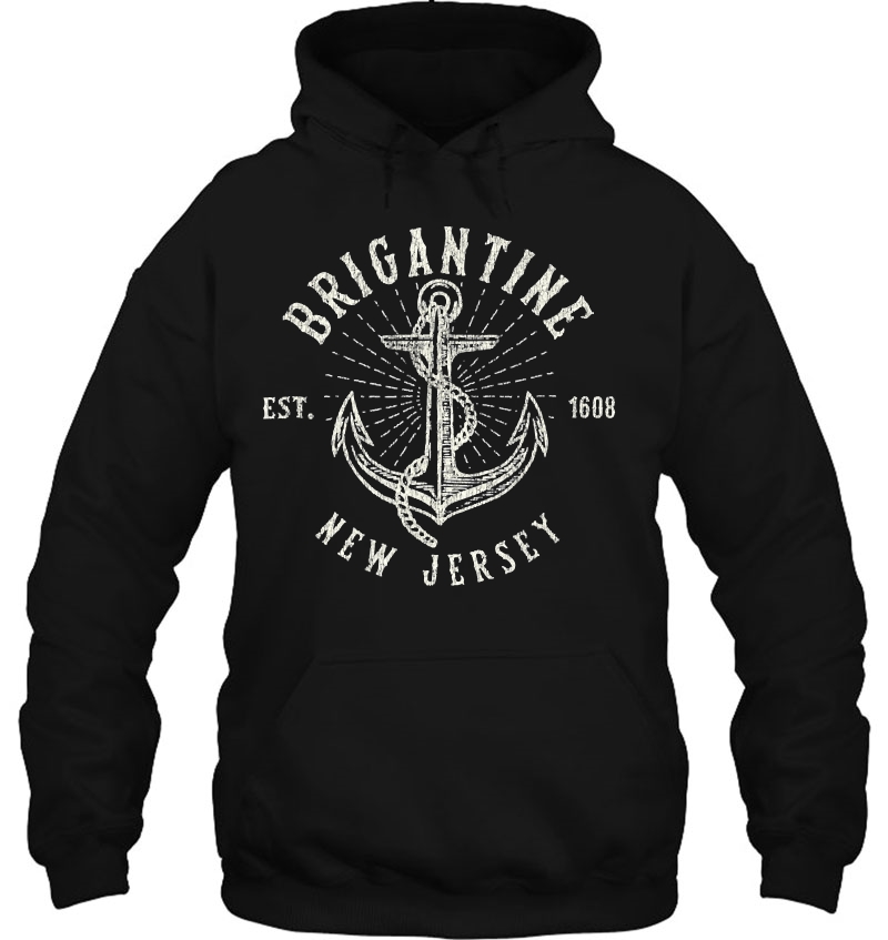 Brigantine Nj Vintage Nautical Boat Anchor Hoodie