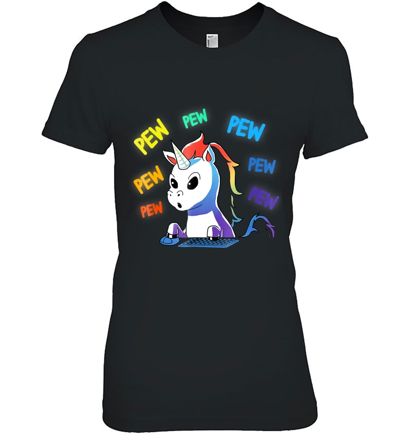 Cute Video Gaming Rainbow Unicorn Pew Pew Hoodie