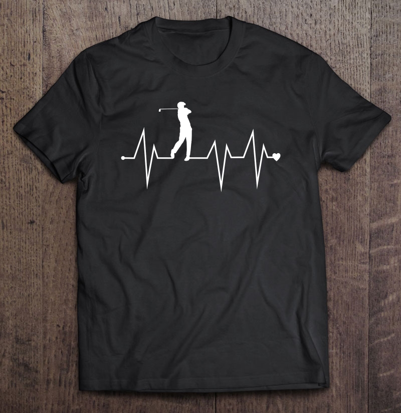 Golf Player Golfer Heartbeat Heart Pulse Rate Ekg Shirt