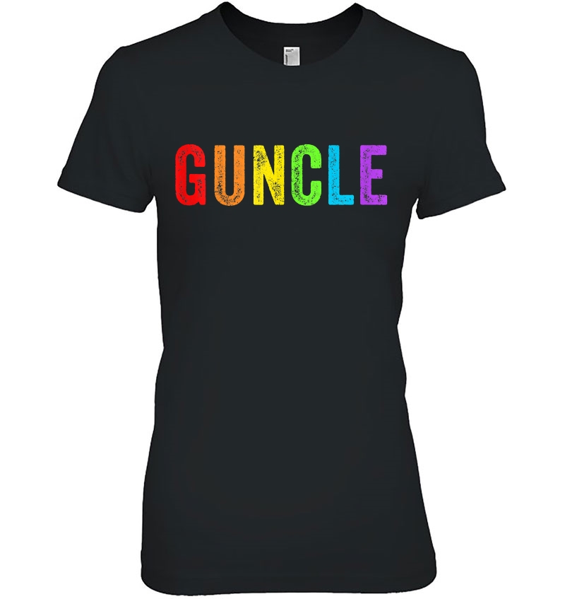 Guncle Gay Uncle Rainbow Lgbtq Distressed Vintage Style Ladies Tee
