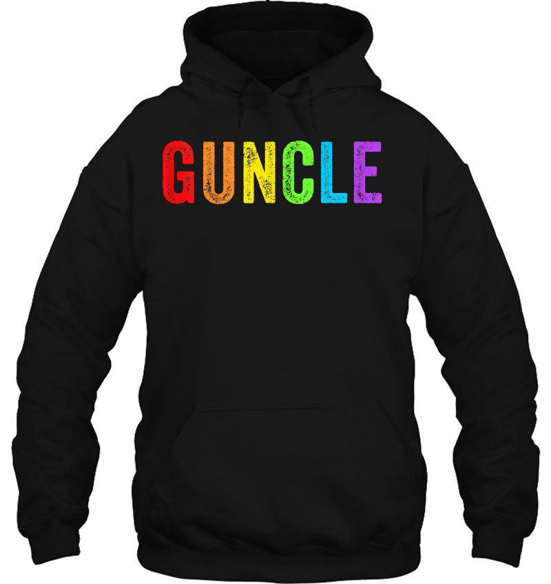 Guncle Gay Uncle Rainbow Lgbtq Distressed Vintage Style Hoodie
