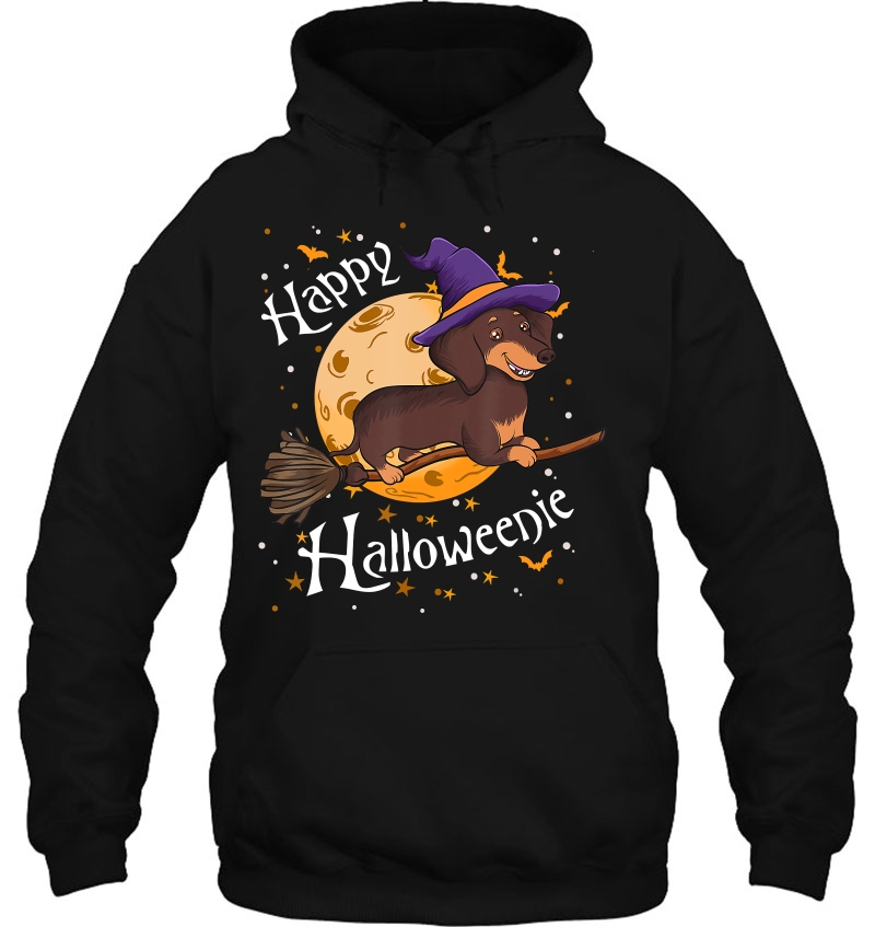 Happy Halloweenie Dachshund Dog Halloween Witch Wiener Broom Mugs