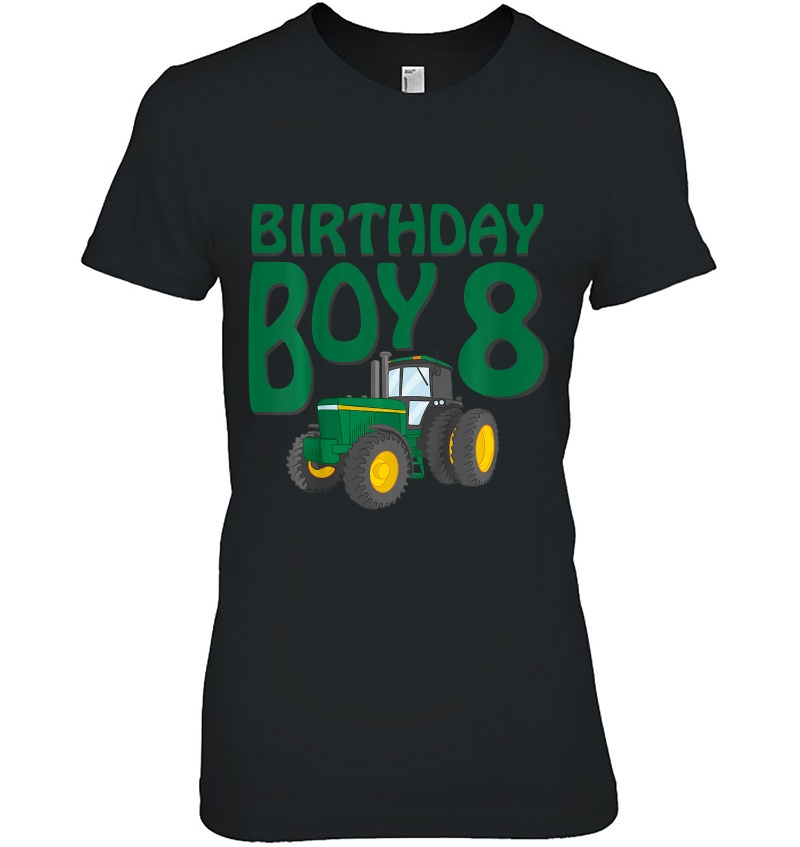 Kids 8Th Birthday Green Farm Tractor Shirt Eight 8 Year Old Hoodie