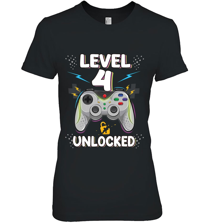 Level 4 Unlocked Video Game 4Th Birthday Gamer Gift Boys Hoodie