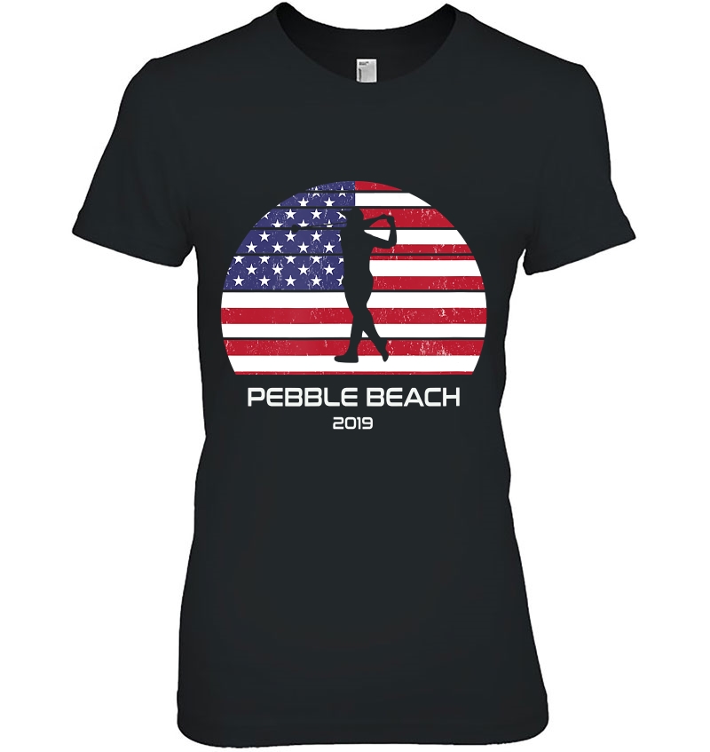 Shirt Pebble Beach American Usa Flag Fan Souvenir Ladies Tee