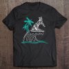 Surfer Cat Palm Tree Ocean Waves Hang 10 Kitty Tee