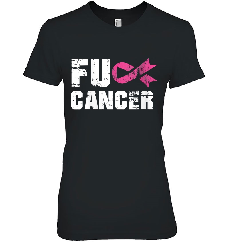 Womens Fuck Cancer Survivor Gift Distressed Pink Ribbon Awareness Hoodie