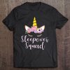 Womens Unicorn Sleepover Squad Birthday Slumber Party Girl's Tee