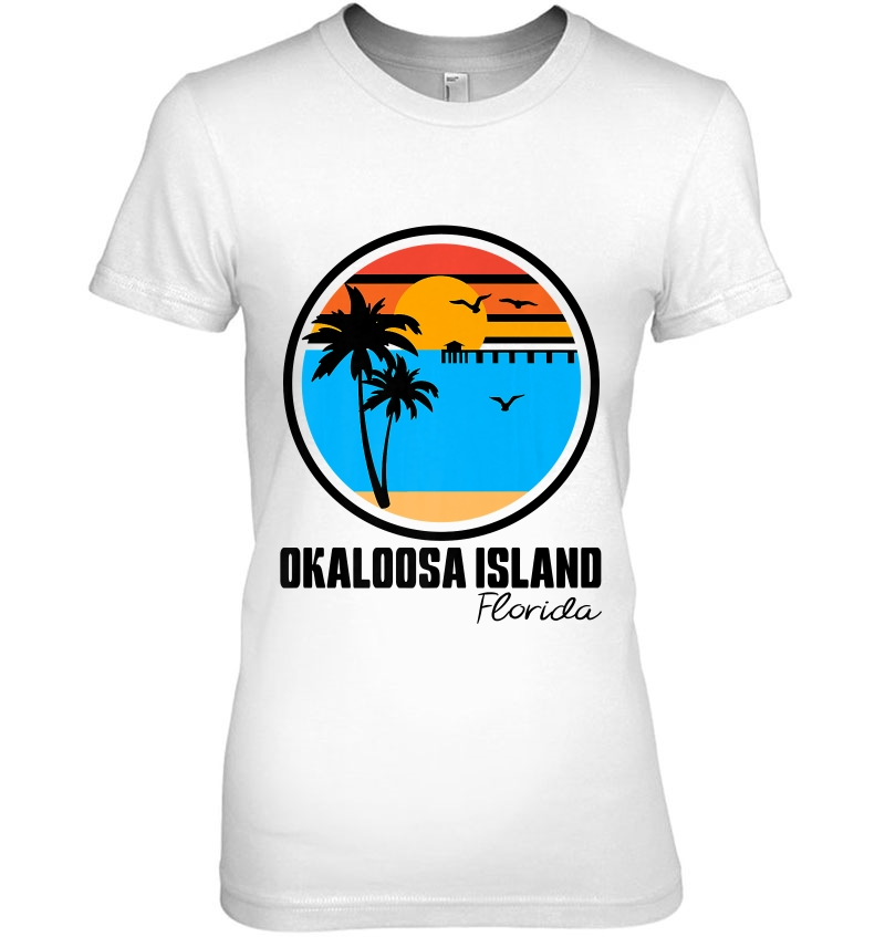 Okaloosa Island Florida Sunset Ocean Palm Tree Fishing Pier Premium Hoodie