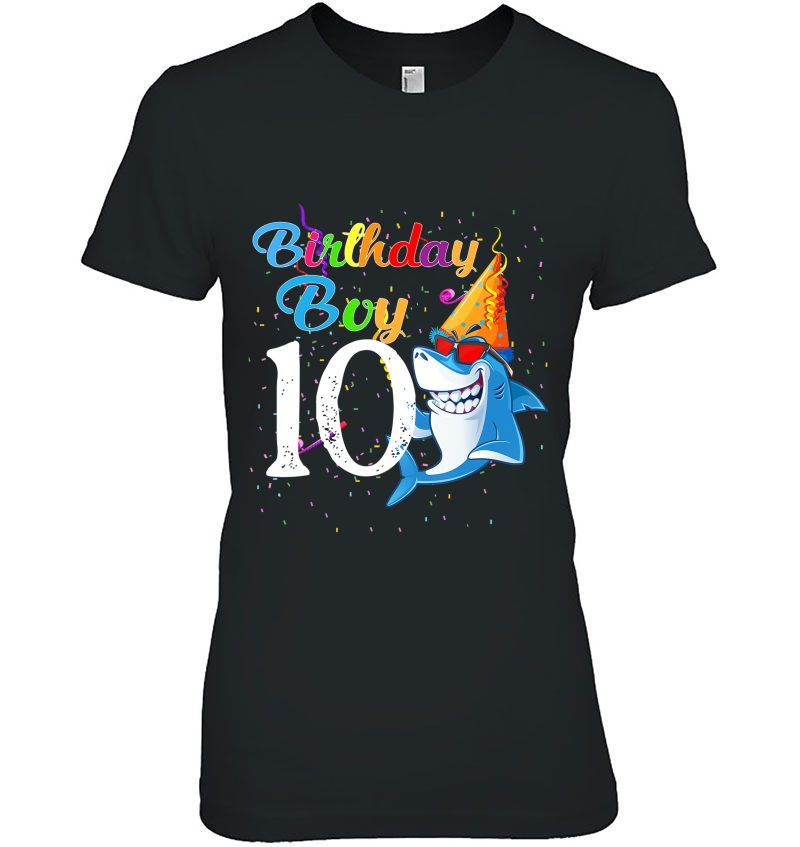 10Th Birthday Boy Shark Tshirts - 10 Year Old Birthday Tee Hoodie