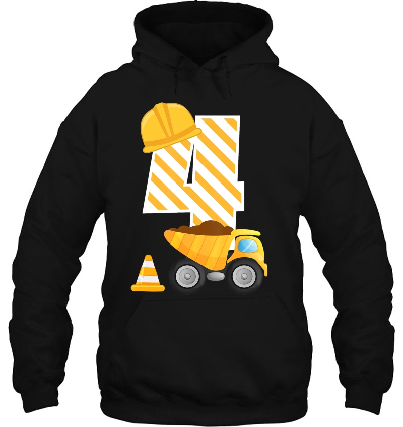 Boys Construction Dump Truck 4Th Birthday 4 Year Old Hoodie