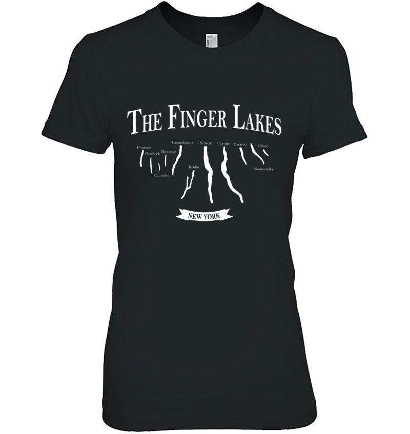 Finger Lakes With Lake Names Cayuga Seneca Ladies Tee