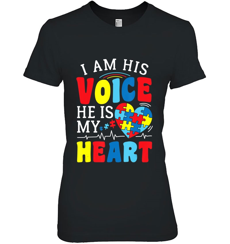 I Am His Voice He Is My Heart Autism Heartbeat Gift Hoodie