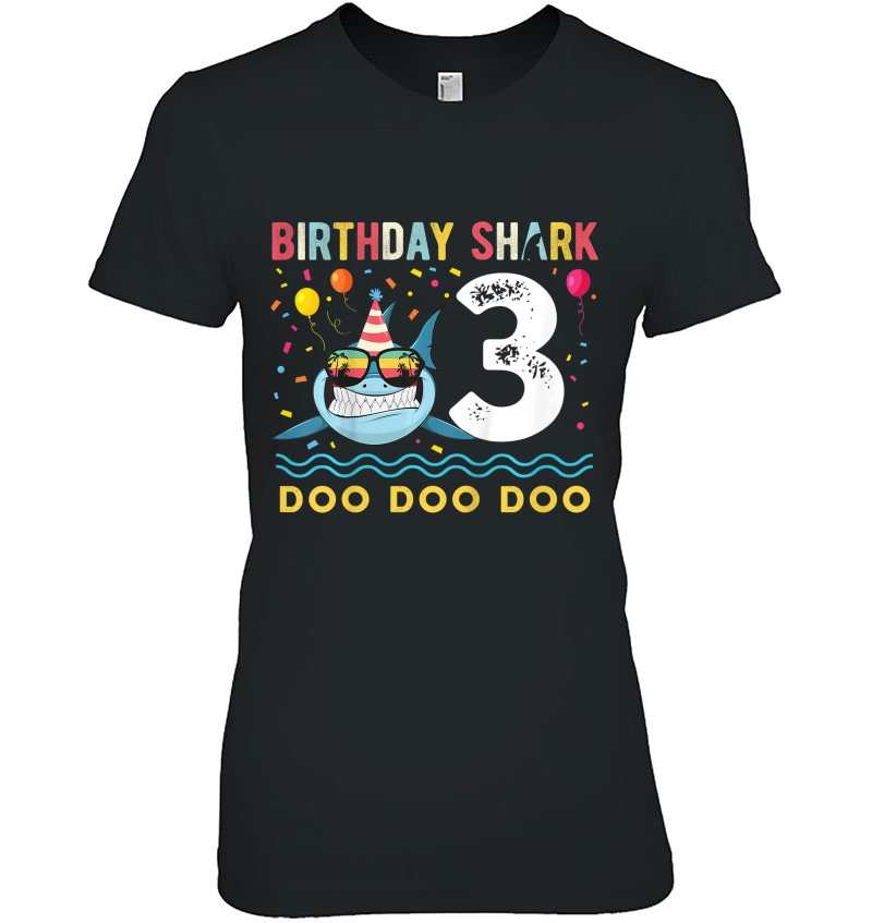 Kids 3 Year Old Birthday Shark Boys And Girls Hoodie