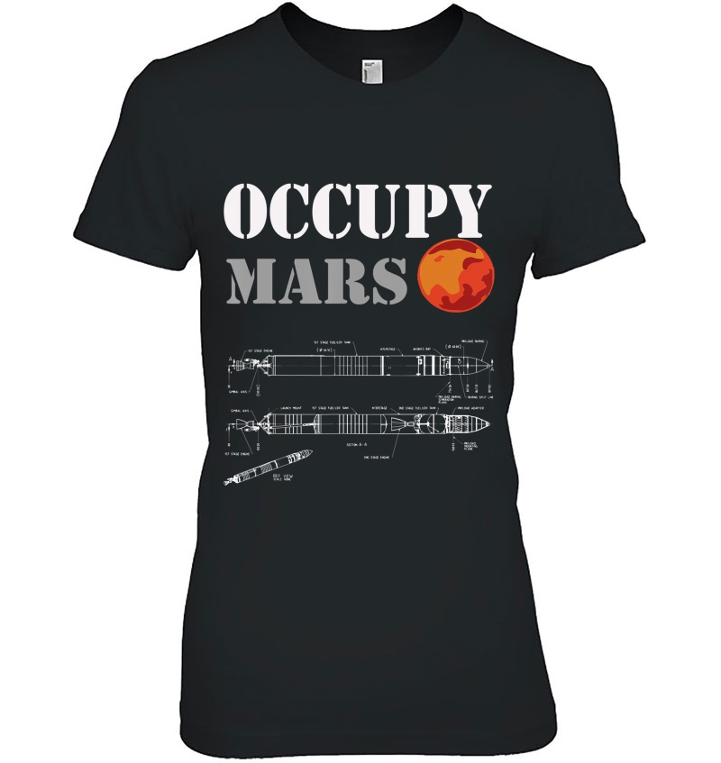 Occupy Mars - Rocket Blueprint Mans Woman's Kids Tshirt Hoodie